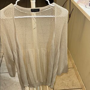 Adrianna Papell Cream Open-Knit Sweater